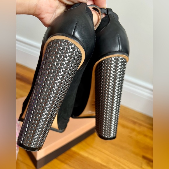 N°21 Black Suede And Leather Block Heel Ankle Strap Pumps Size 37 - Picture 3 of 16